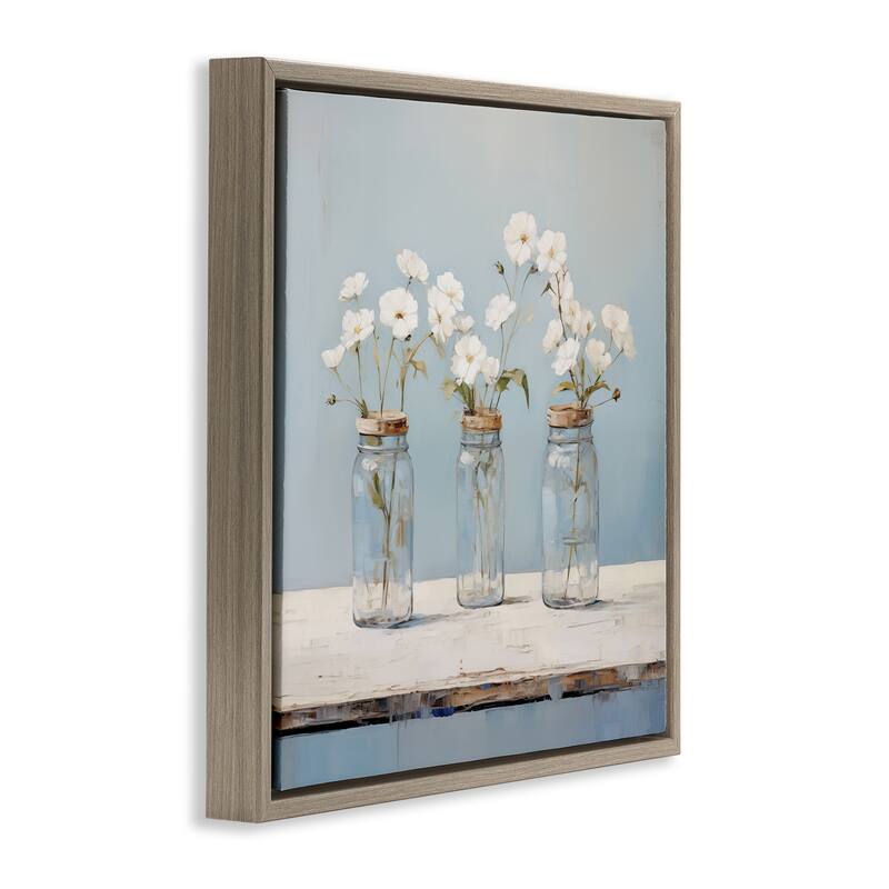Stupell Country Jar Bouquet Trio Framed Floater Canvas Wall Art Design By Arlington Prints