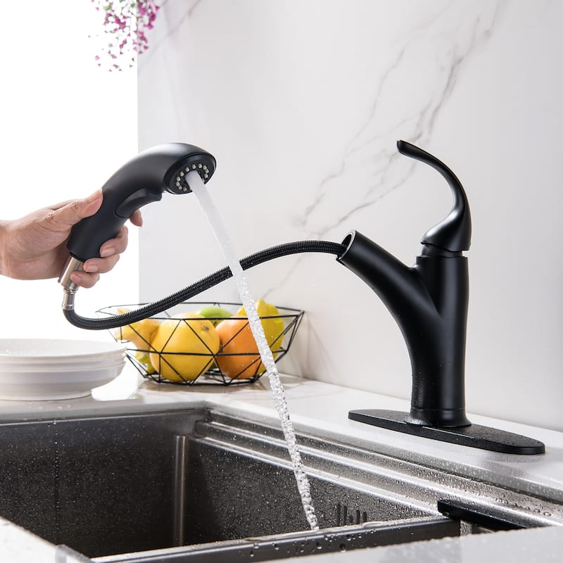Countertop Kitchen Faucet Sink Pull Out Sprayer w/ Cover Plate Taps