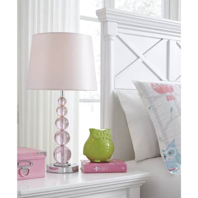 Letty Pink Crystal Youth Lamp - 12" W x 12" D x 23" H