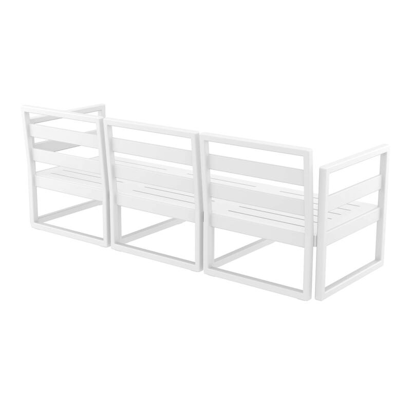 79" White Outdoor Patio Sofa with Sunbrella Natural Beige Cushion