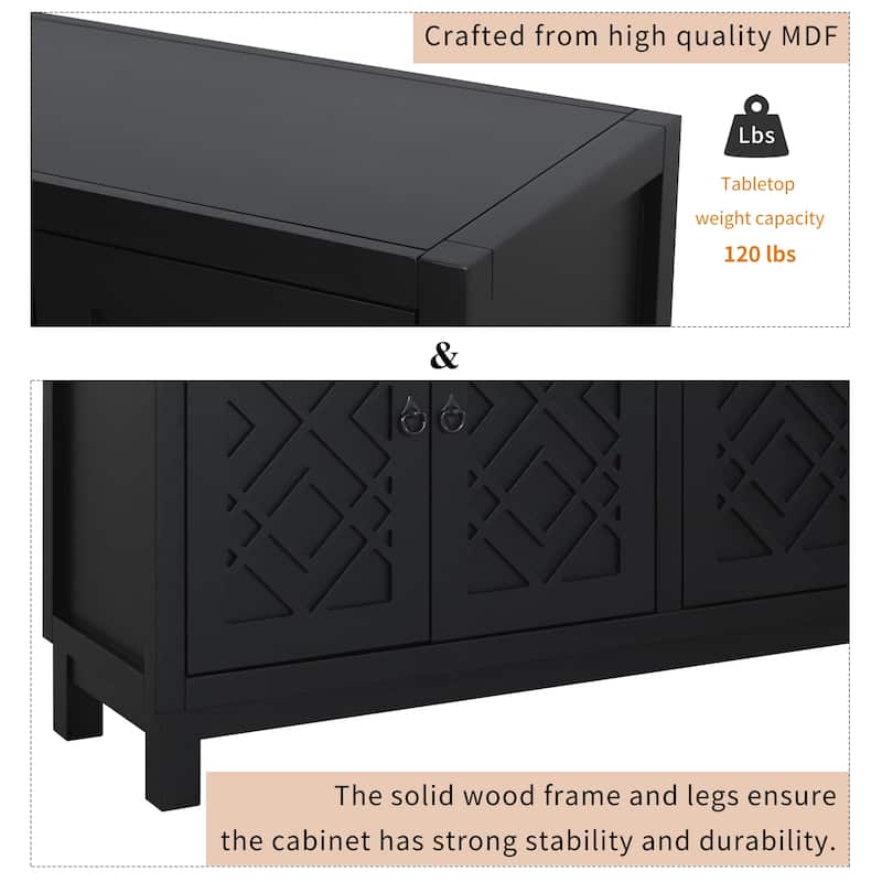Nestfair 4 Door Buffet Cabinet Sideboard with Pull Ring Handles