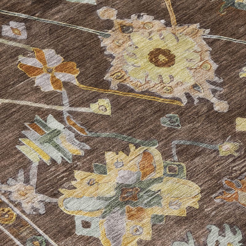 Machine Washable Indoor/ Outdoor Boho Traditional Chantille Rug