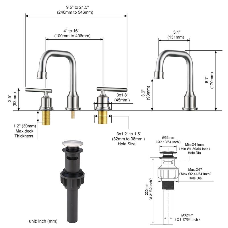 WOWOW Double Handle 8 in. Widespread Bathroom Sink Faucet