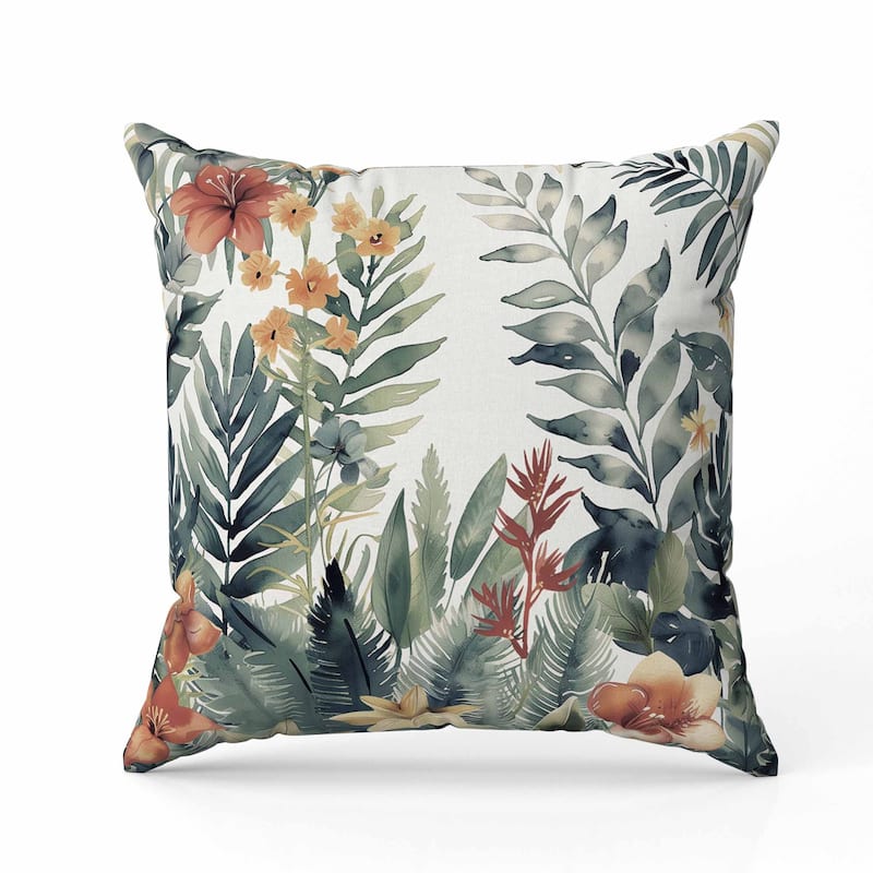 Rainforest Dream Faux Suede Reversible Throw Pillow Green and Rust