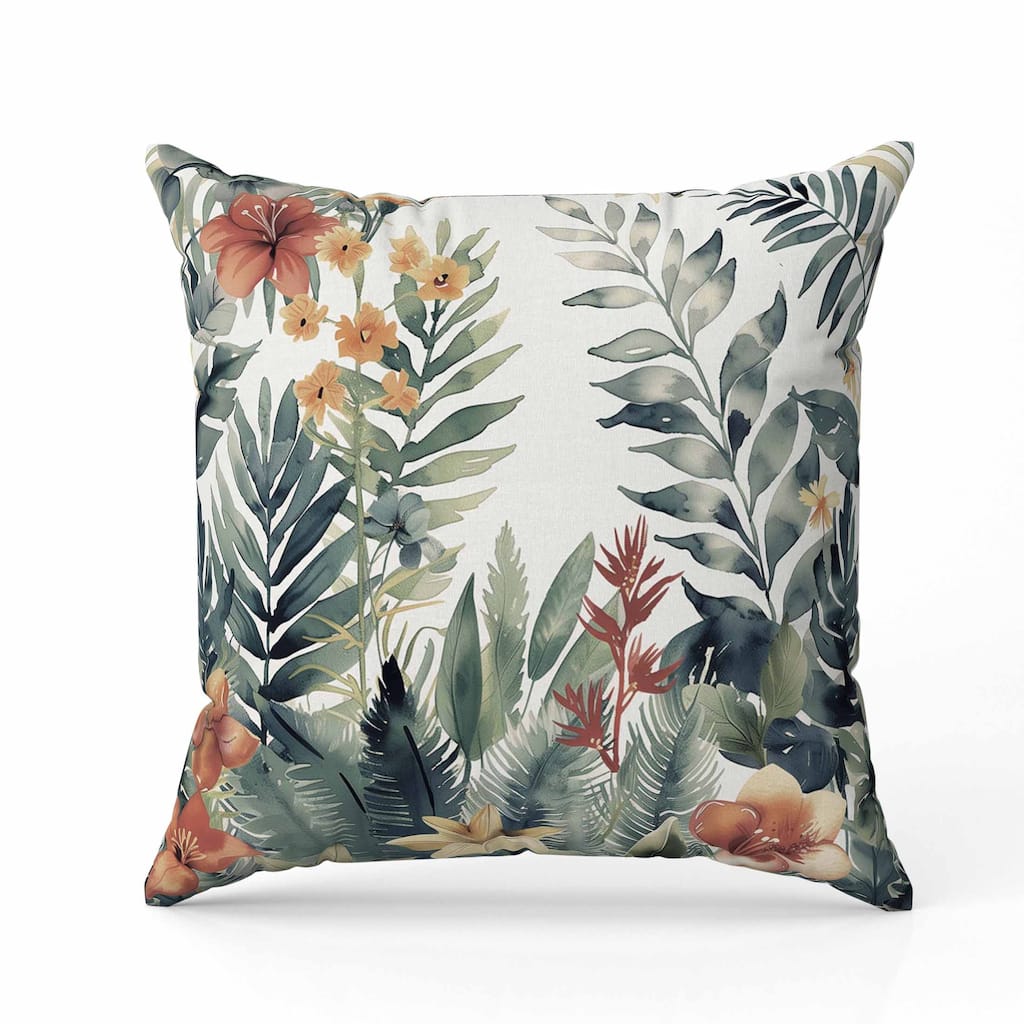 Rainforest Dream Indoor/Outdoor Reversible Throw Pillow Green and Rust