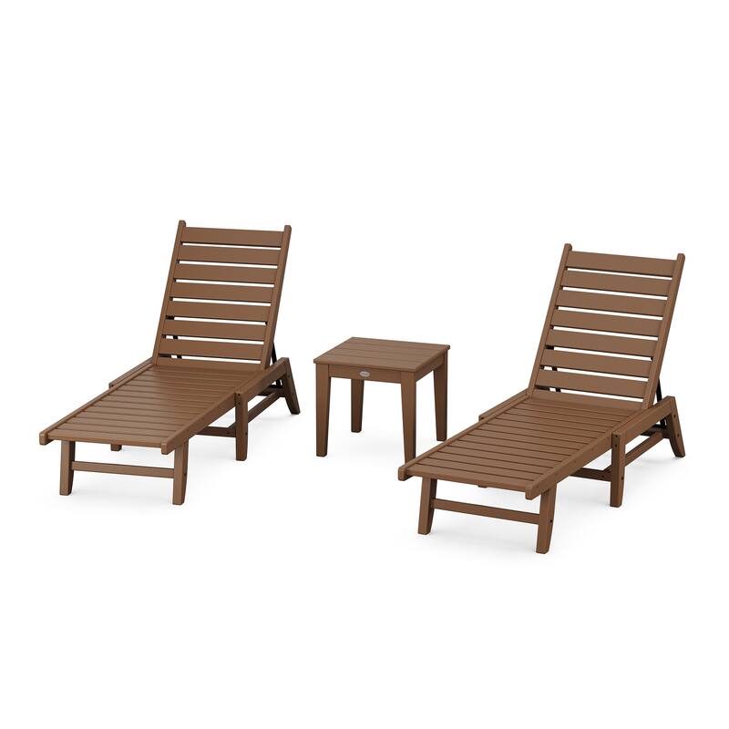 POLYWOOD 3-Piece Canyon Chaise Lounge Set - Teak