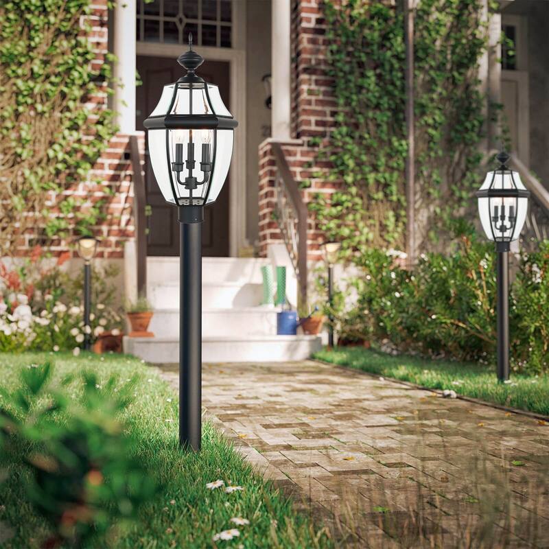 3-light Outdoor Post Light with Clear Glass