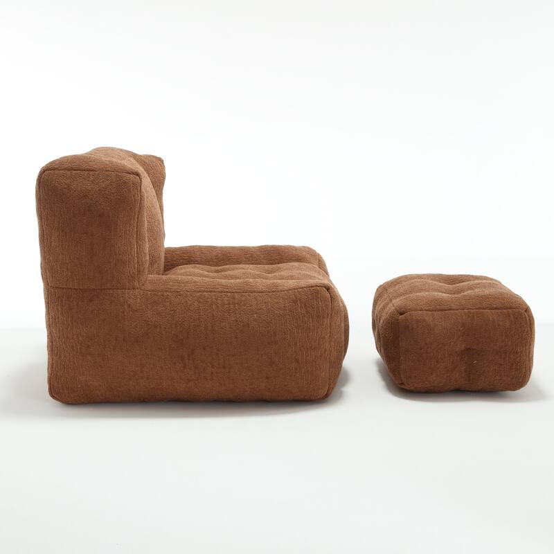 Fluffy Bean Bag Chair Lazy Sofa Chair with Memory Foam and Ottoman,Multi-scene Use