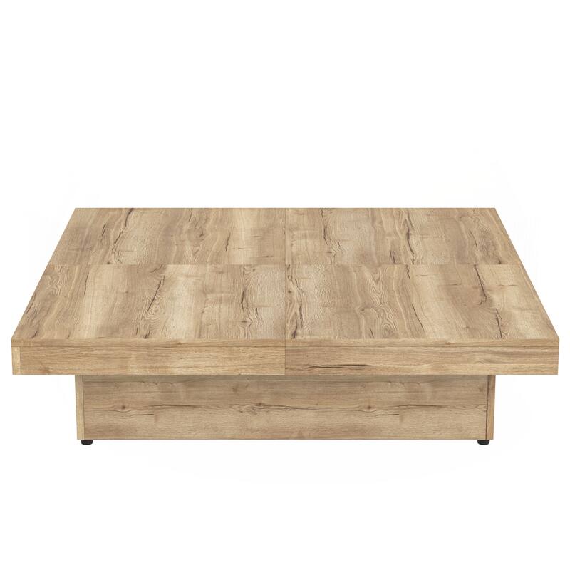 Square Veneer Coffee Table Sliding Top with Storage