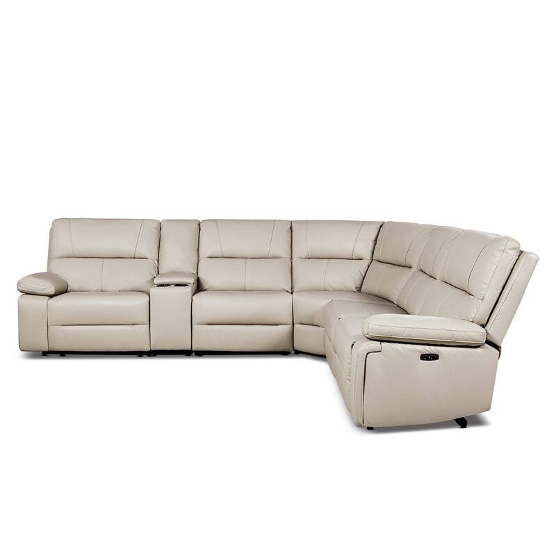 Malibu 130" 6-Piece Leather & Faux Leather Power Reclining Sectional