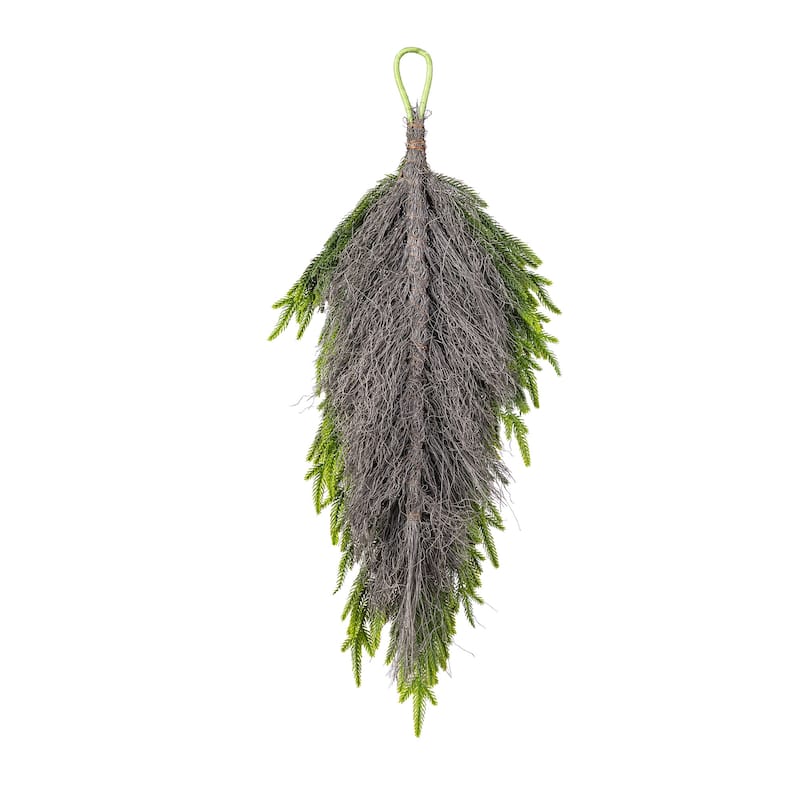 Glitzhome Christmas Greenery Pine PE Dripping Garland & Wreath & Teardrop Set