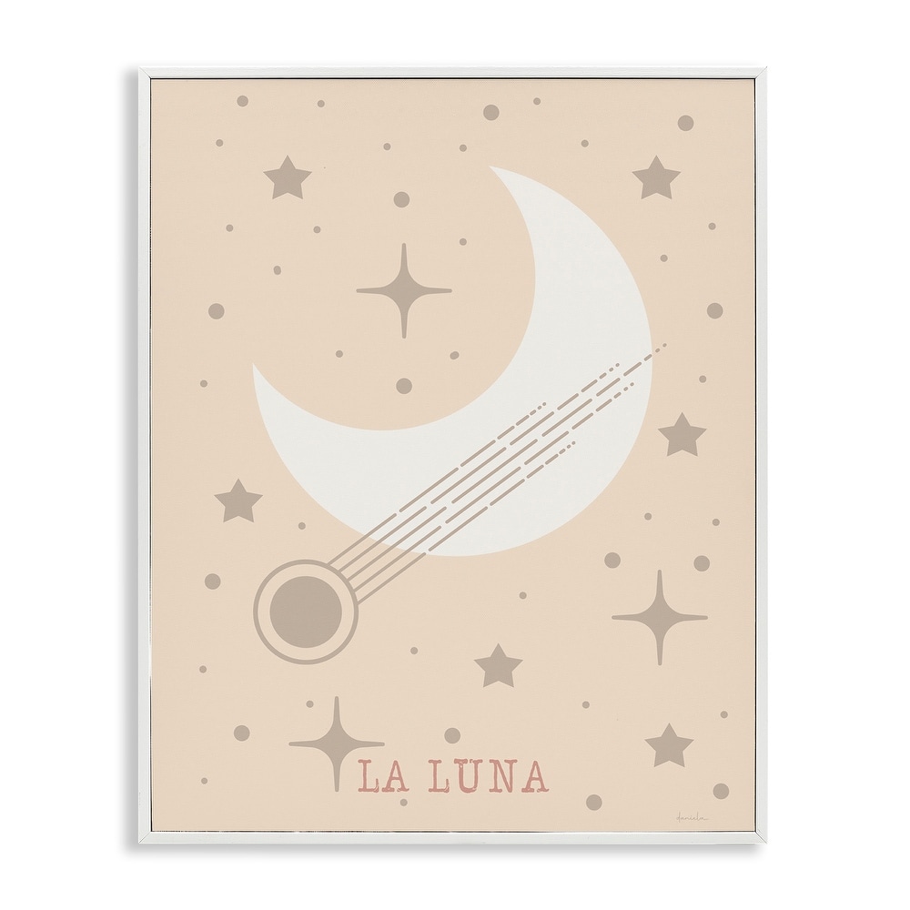 Stupell Minimal Moon with Stars Framed Giclee Art Design By Daniela Santiago