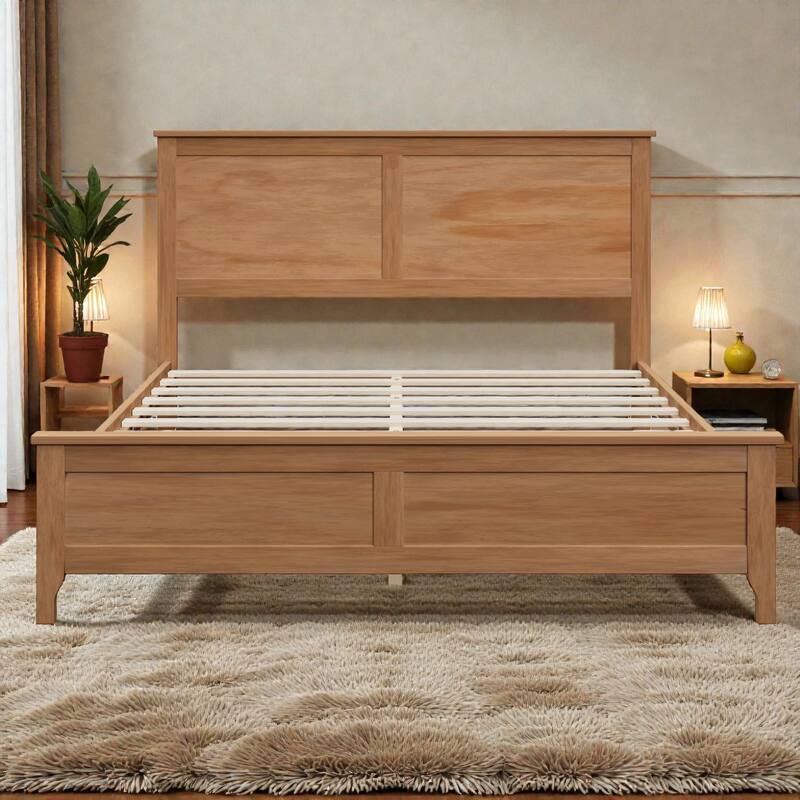 Modern Solid Wood Platform Bed Frame with Wooden Slats Support, No Box Spring Needed, Full Queen King