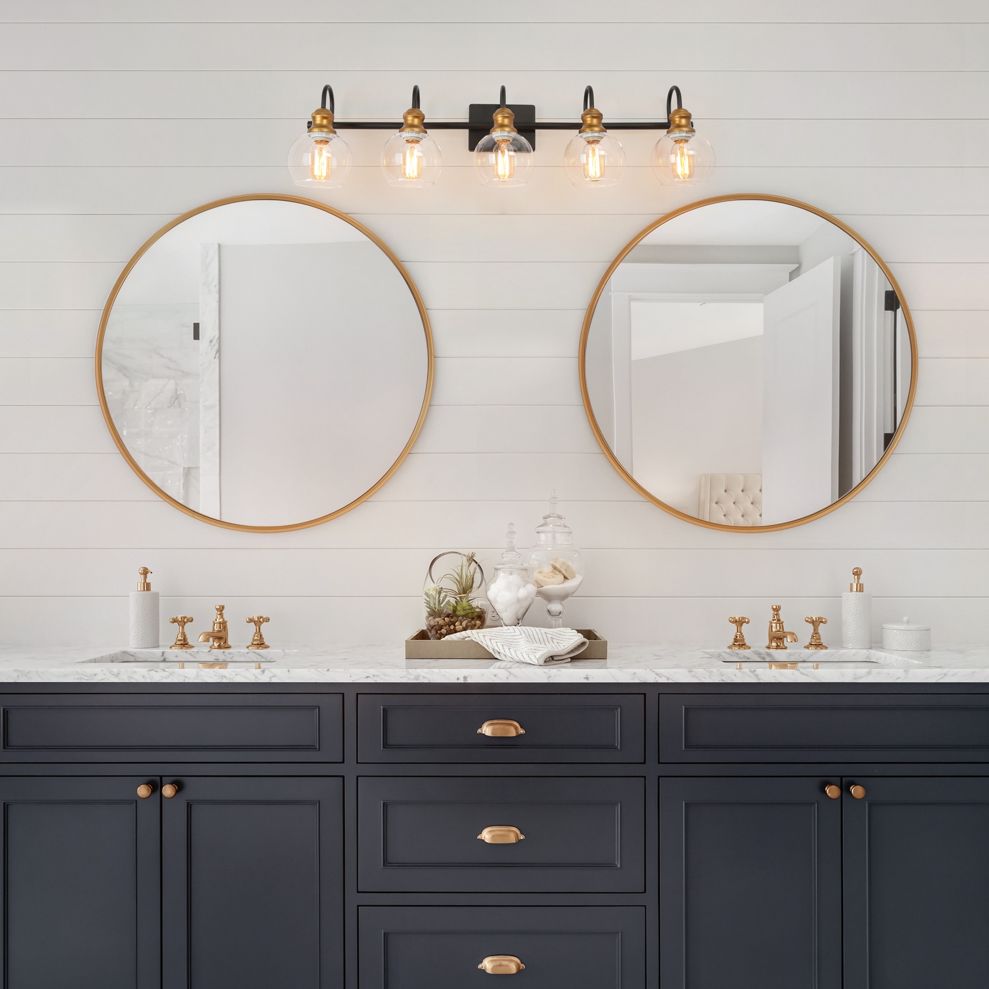 Black and brushed gold vanity light outlet