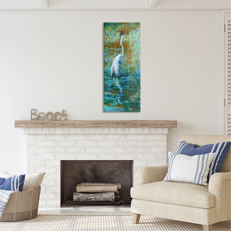Stupell Egret Bird Swimming Pond Nature Canvas Wall Art by Kathleen Broaderick