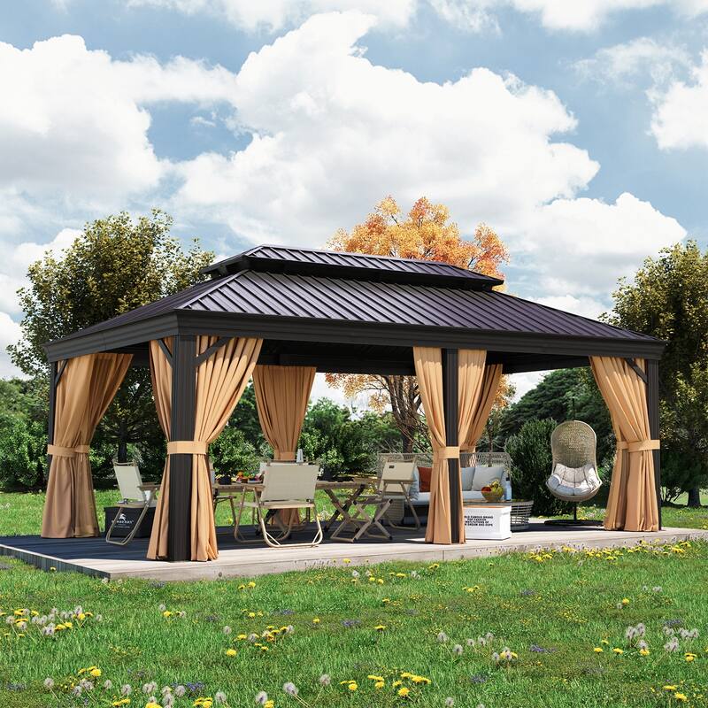 12' X 20'Aluminum Gazebo with Galvanized Steel Double Roof