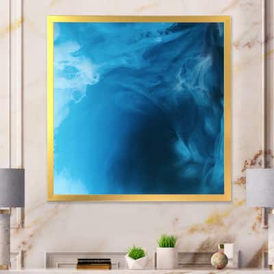 Designart "Blue And Mixed Liquid Ink II" Modern Framed Wall Decor