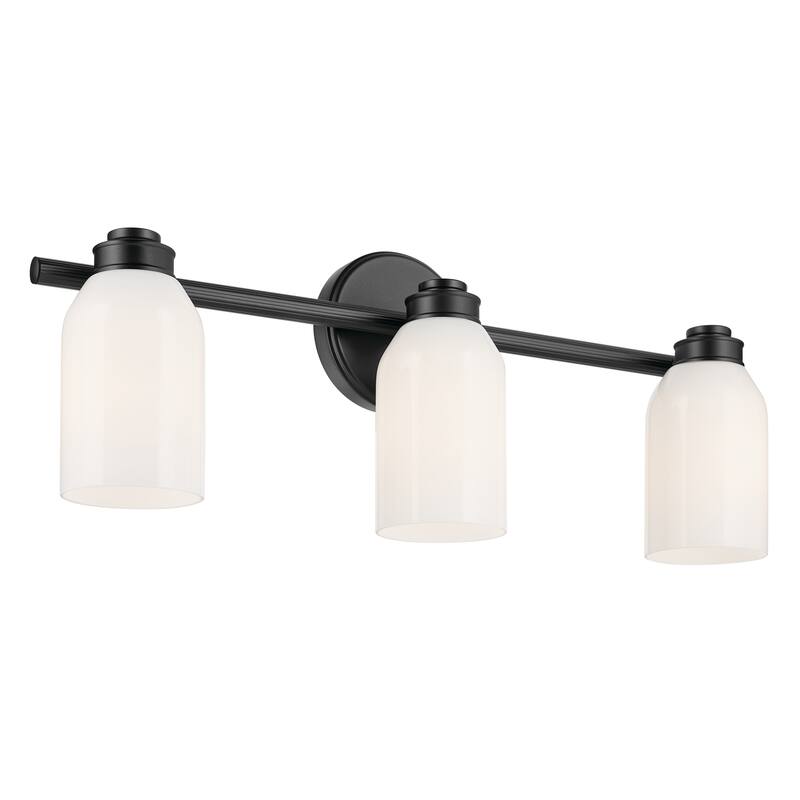 Kichler Lighting Shae 24.25" 3-Light Vanity Light with White Opal Glass in Black