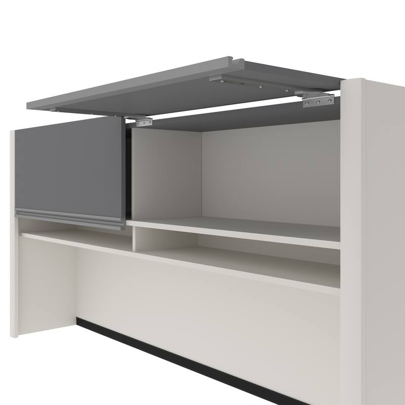 Bestar Connexion 72W L-Shaped Standing Desk with Pedestal and Hutch
