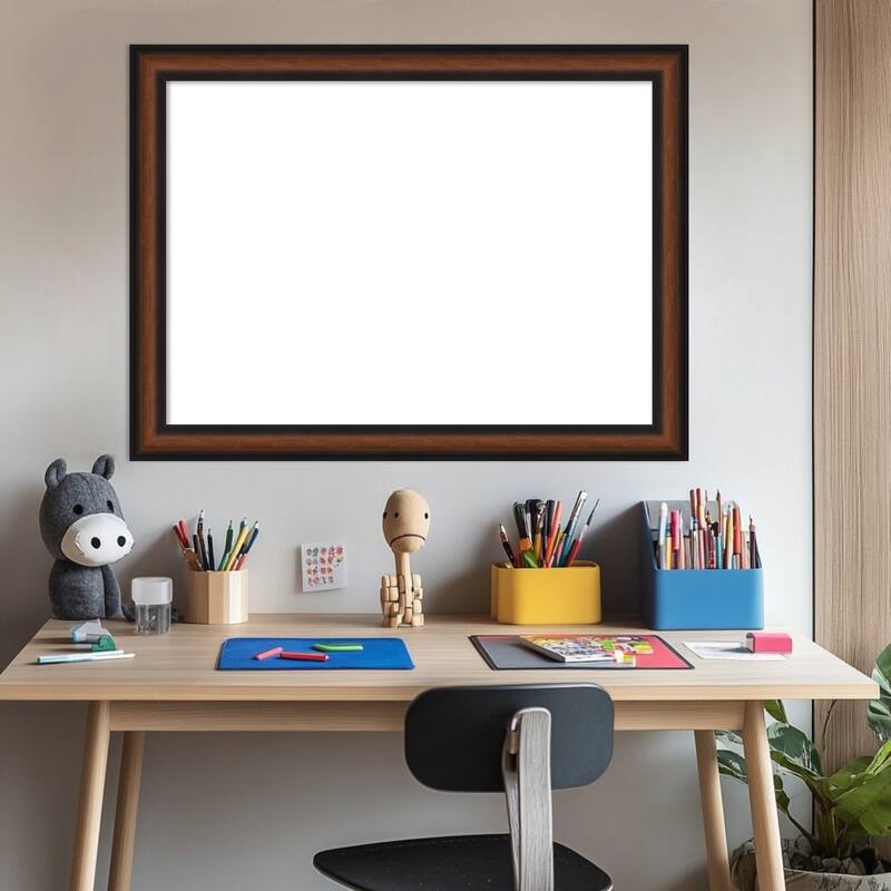 Amanti Art Yale Walnut Framed Dry Erase Magnetic Board