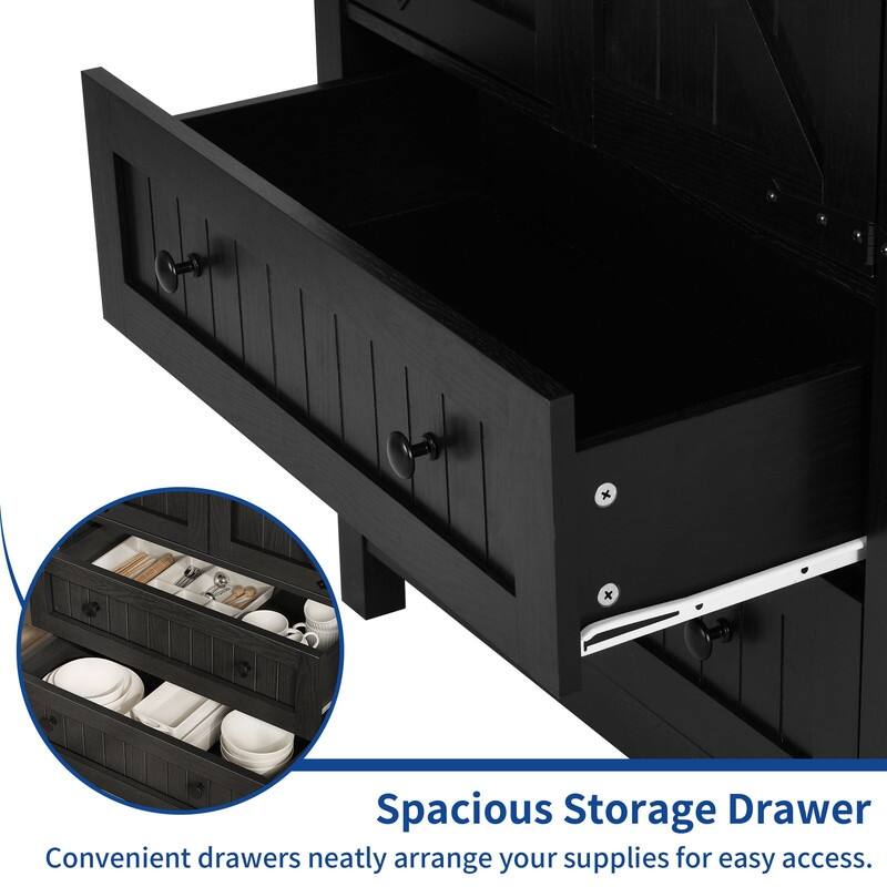 Moasis 64" Farmhouse Tall Kitchen Pantry Storage Cabinet with 2 Drawers & Doors