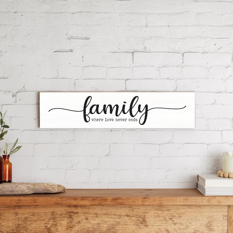 Family Love Never Ends Barnwood Sign - Multi-Color