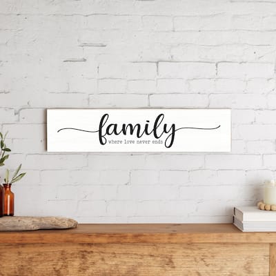 Family Love Never Ends Barnwood Sign - Multi-Color