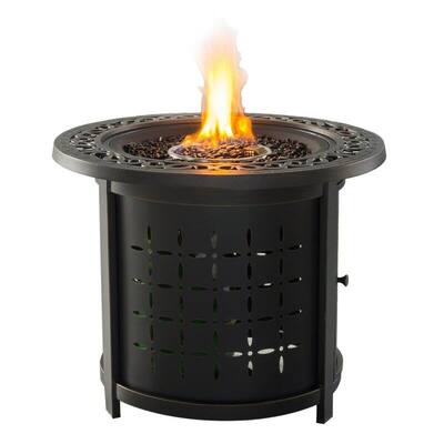 30" Round cast Aluminium Gas Firepit with Lava Rock Outdoor