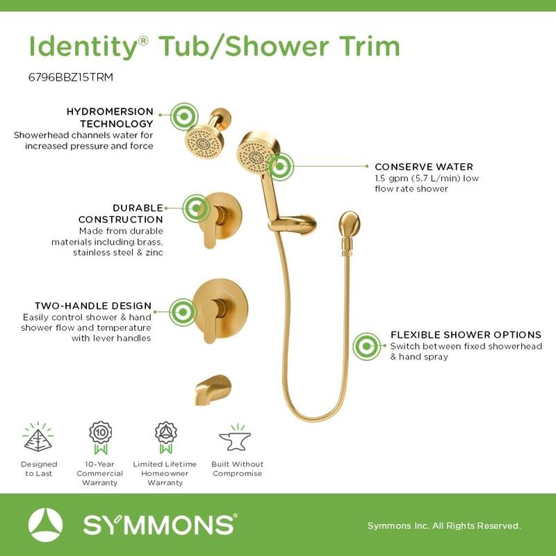 Symmons 679615TRM Identity HydroMersion Pressure Balanced Tub and