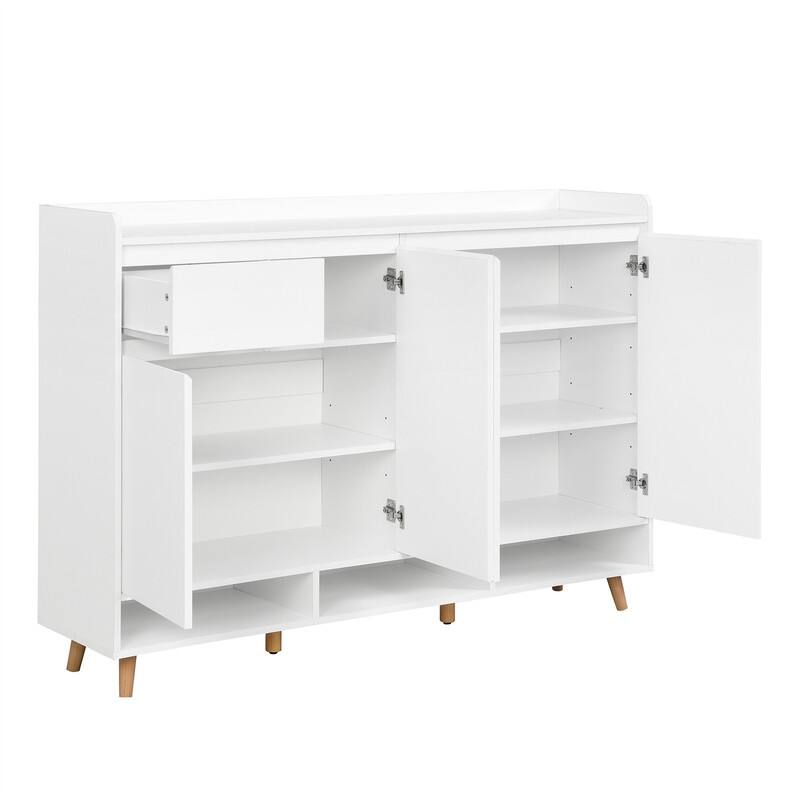 Sleek Shoe Cabinet with Adjustable Shelves, Minimalist Shoe Rack with 1 Drawer and Adjustable Shelves, Shoe Storage Organizer