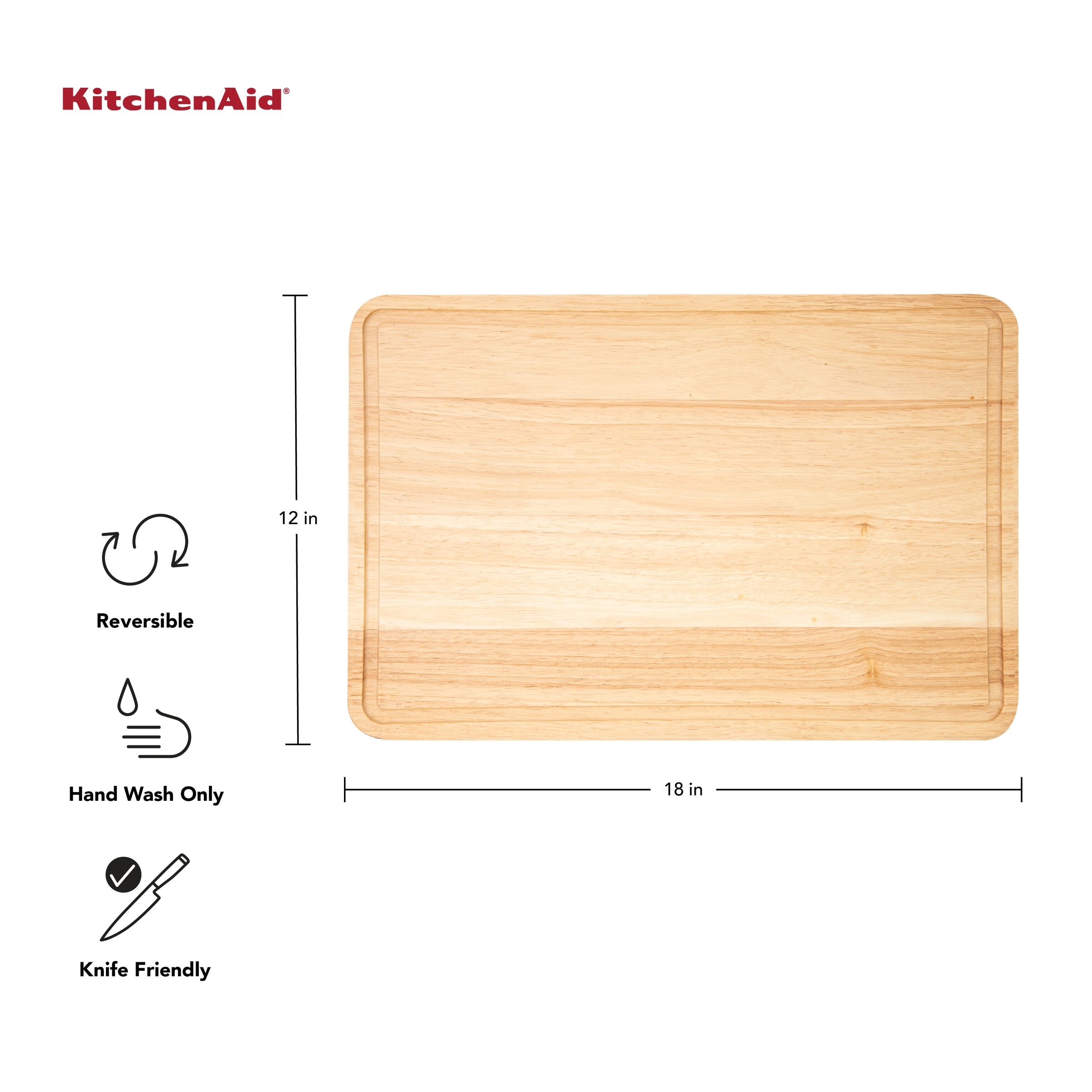 KitchenAid Classic Plastic Cutting Board with Perimeter Trench and Non Slip  Edges, Dishwasher Safe, 12 inch x 18 inch, White and Gray