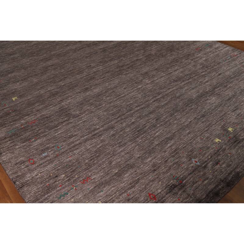 Hand Knotted Oriental 100% Wool Carpet Tribal Tribal Brown Gabbeh Area Rug - 9' 11'' X 8' 0''