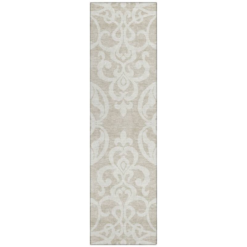 Machine Washable Indoor/ Outdoor Damask Glam Chantille Rug