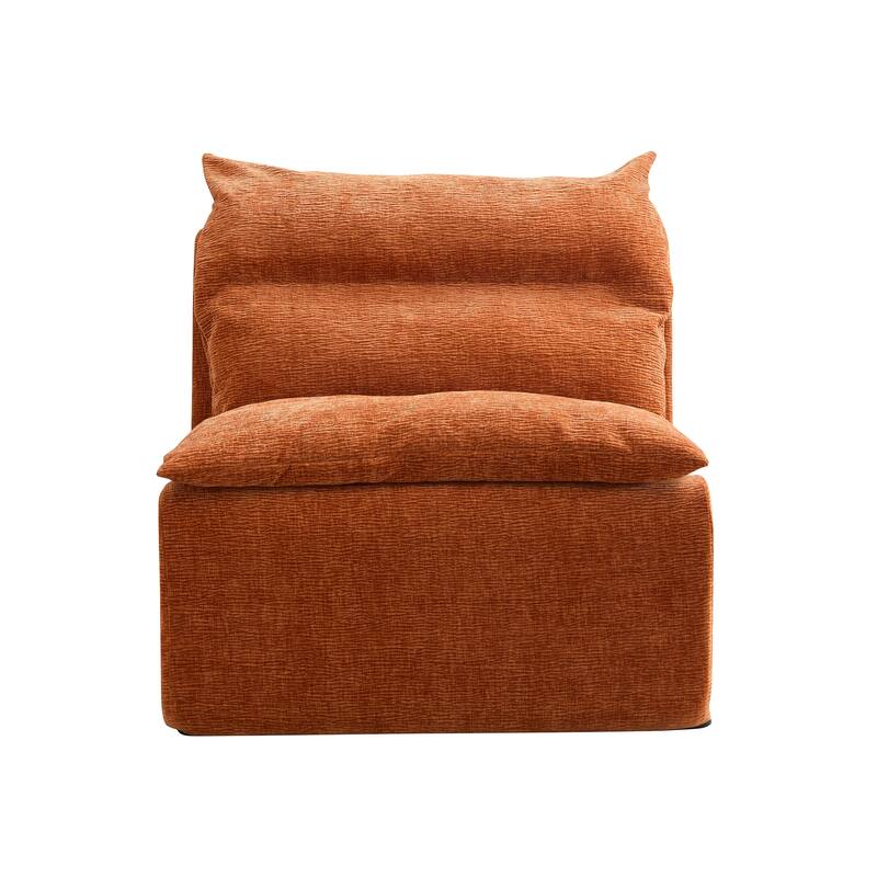 Accent Armless Chair Lazy Floor Seating, Single Chair Sofa Lounger Leisure Accent Single Couch with Backrest for Living