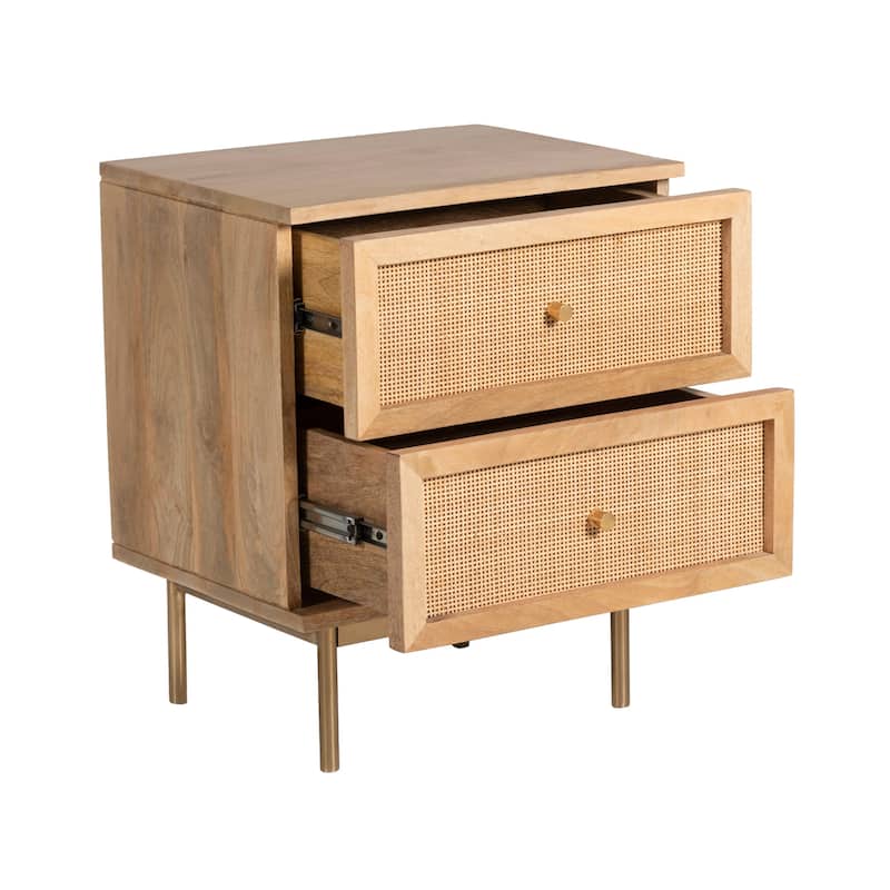 Curtis Solid Wood Two-Drawer Nightstand