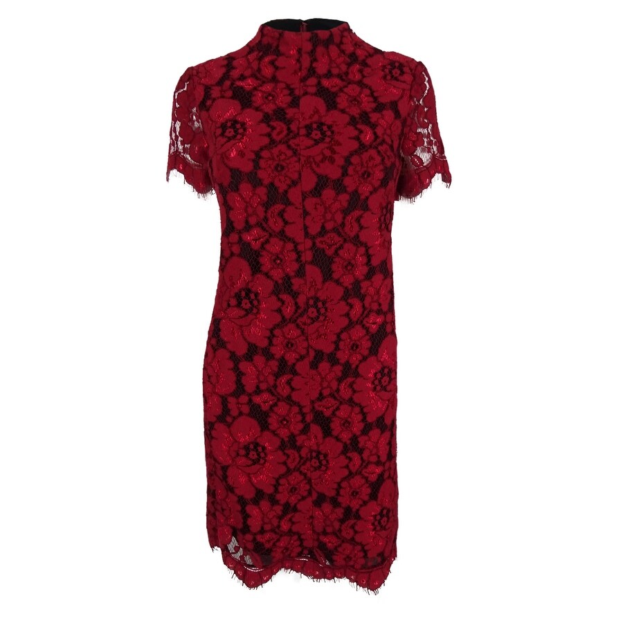 betsey johnson mock neck lace dress