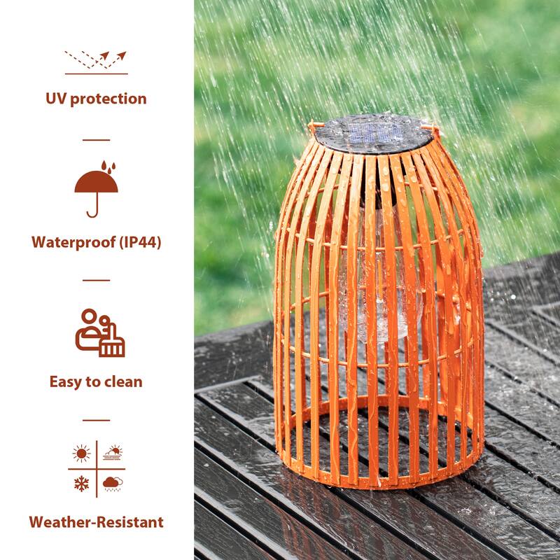 Glitzhome Set of 2 Metal Solar Powered Outdoor Hanging Lantern