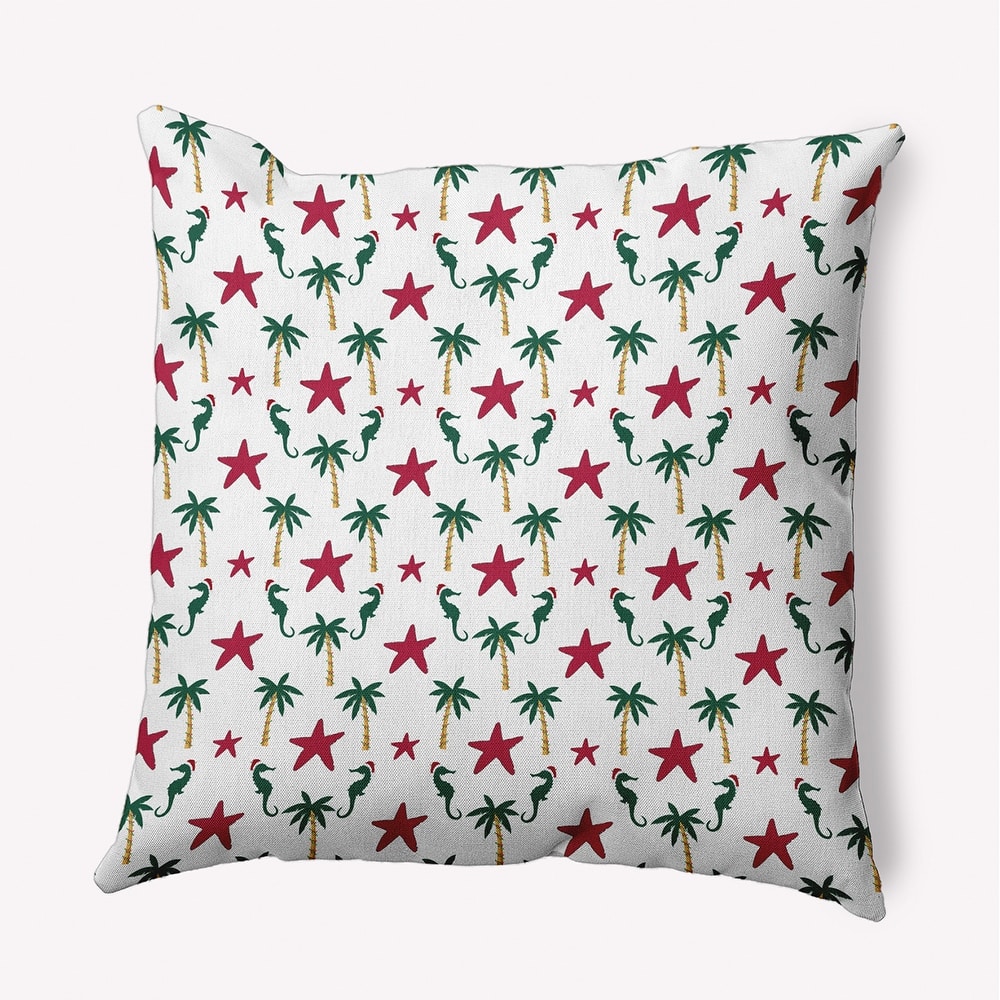 Christmas Beach Pattern Indoor/Outdoor Throw Pillow