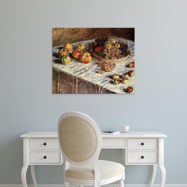 Easy Art Prints Claude Monet's 'Still Life with Apples and Grapes' Premium Canvas Art