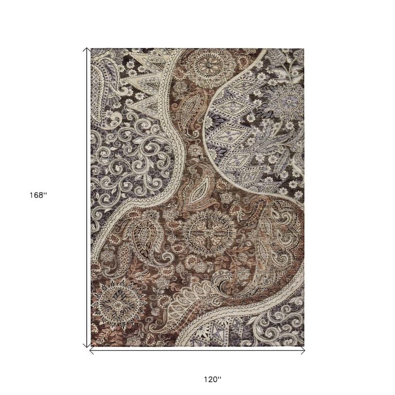 HomeRoots Floral Medallion Transitional Rectangle Outdoor Rug