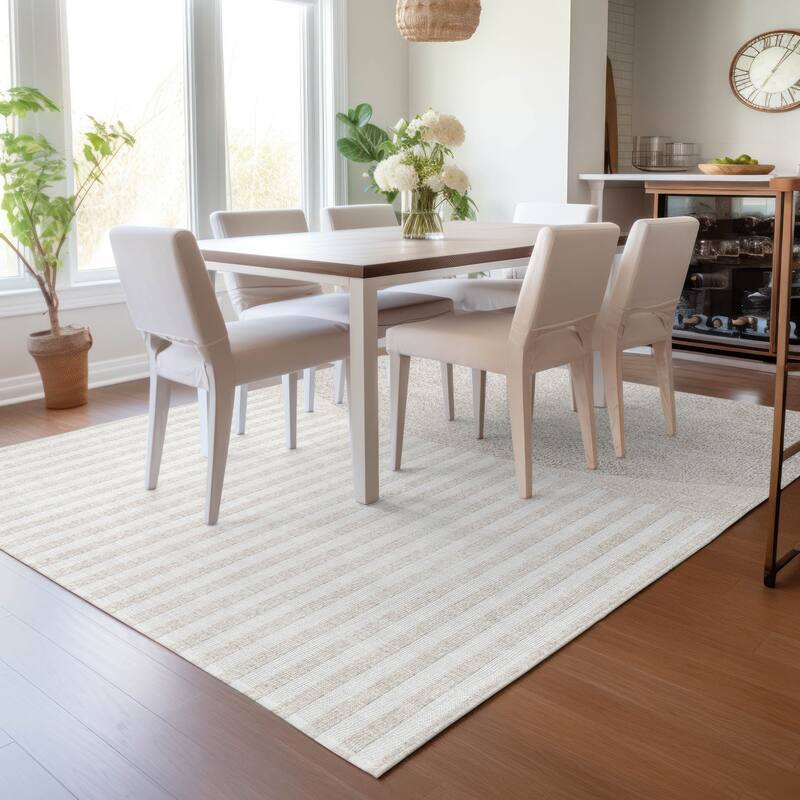 Machine Washable Indoor/Outdoor Contemporary Mod Chantille Rug