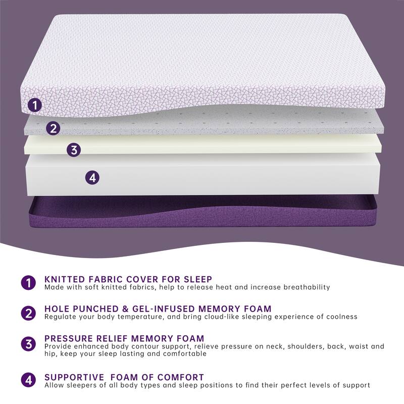 Sersper 10-inch Gel-Infused Memory Foam Mattress,Mideum Firmness,Suitable for Adjustable Bed