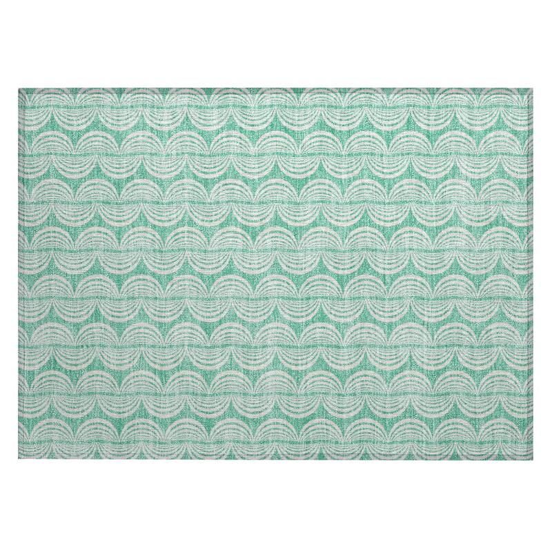 Machine Washable Indoor/ Outdoor Wavy Modern Chantille Rug
