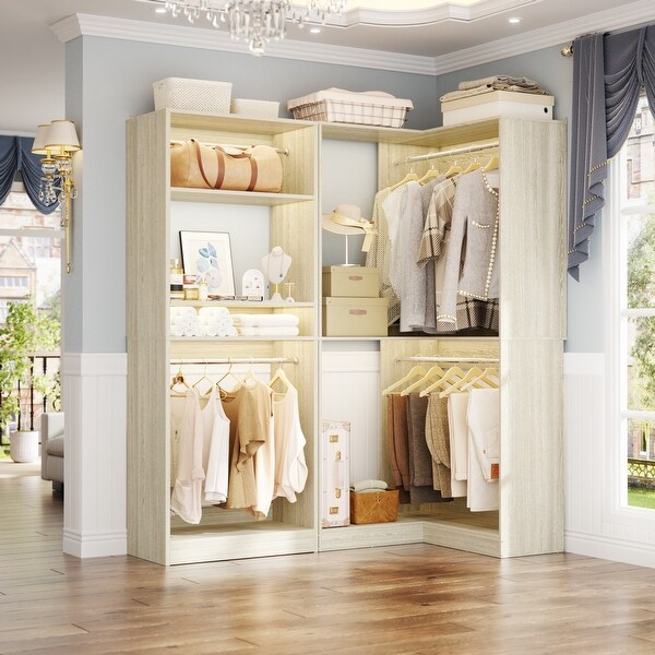 Cimly Freestanding Corner Closet Organizer 2-Piece Set, 4 Hanging
