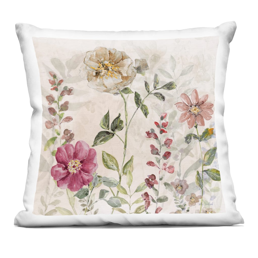 Stupell Flowers in Soft Earth Tones Decorative Printed Throw Pillow Design by Sally Swatland
