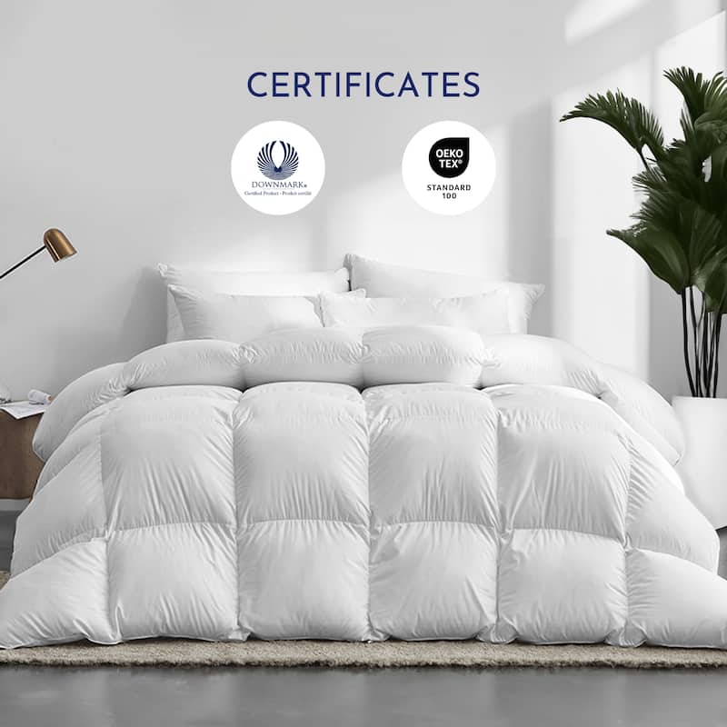 Highland Feather 600 Loft White Goose Down Santa Barbara Duvet/Comforter 289TC Casing with Corner Ties