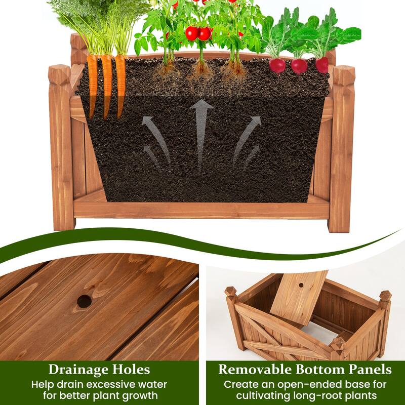 Gymax Wooden Raised Garden Bed Elevated Outdoor Planter Box w/