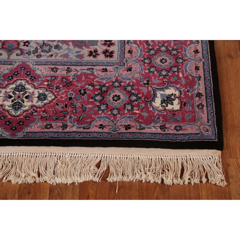Black & Pink Tabriz Chinese Rug Hand-Knotted Wool Carpet - 6'0"x 9'0"