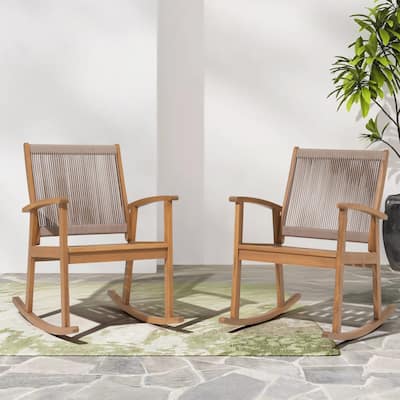 Outdoor Solid Wooden Rocking Chair Set of 2