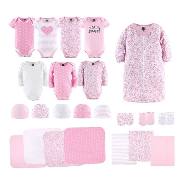 slide 2 of 6, The Peanutshell Floral Love 23-Piece Baby Layette Girl Clothing Gift Set, 0-3 Months